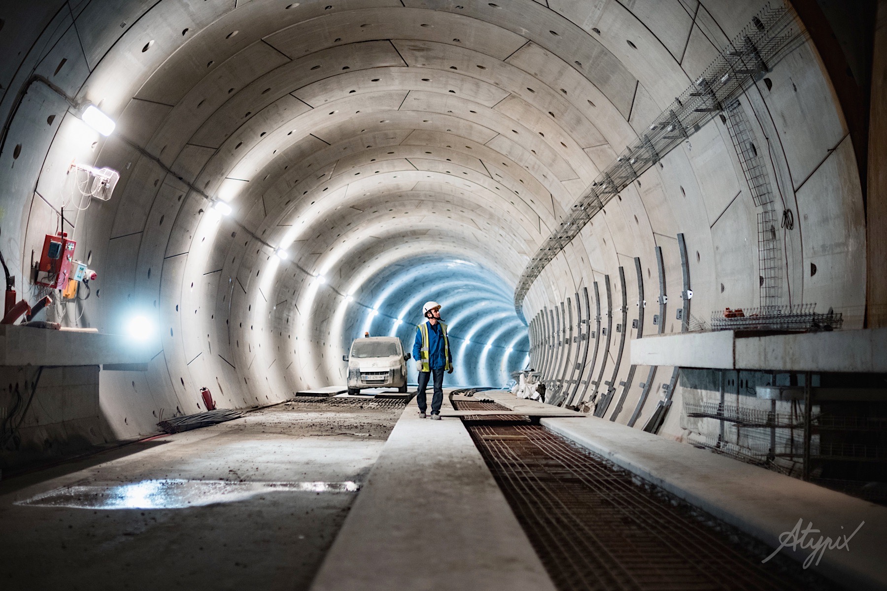 chantier du métro de rennes à l'intérieur du tunnel